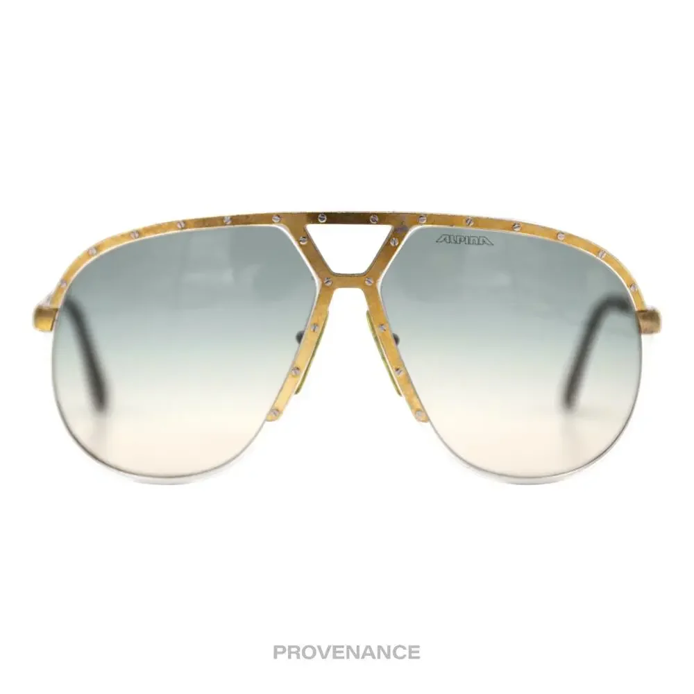 Gold Metal Aviator Sunglasses with Gradient Blue Lenses